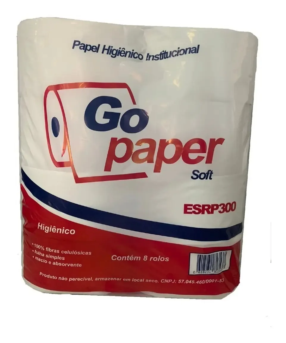 Papel Higiênico Gopaper Rolão Folha Simples 300m 8 Rolos