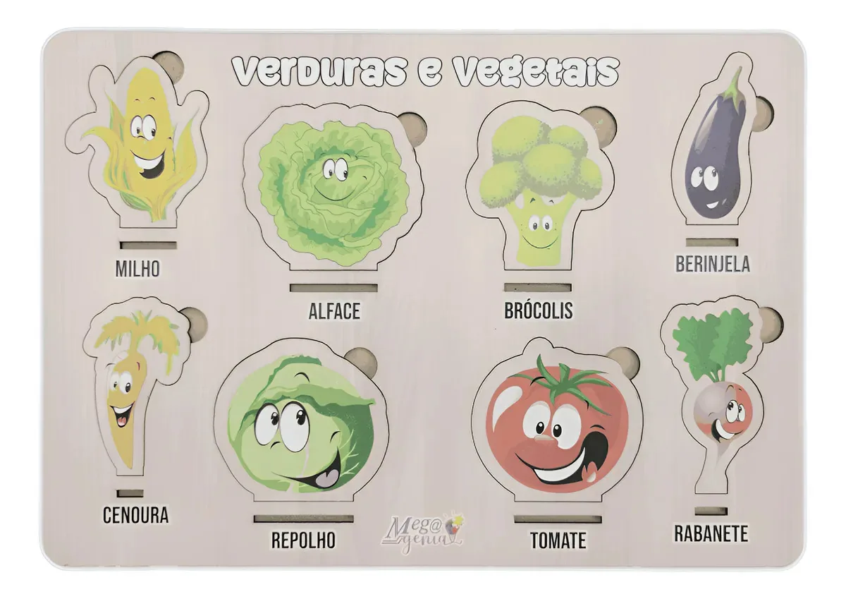 Brinquedo Madeira Jogo Educativo Encaixe De Vegetais Mega Impress