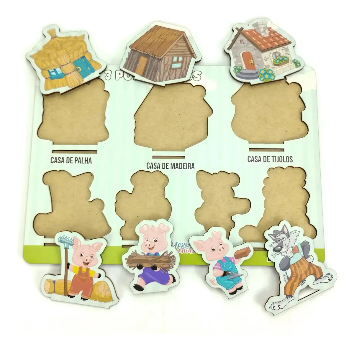 Brinquedo Madeira Jogo Educativo Encaixe Os Tres Porquinhos