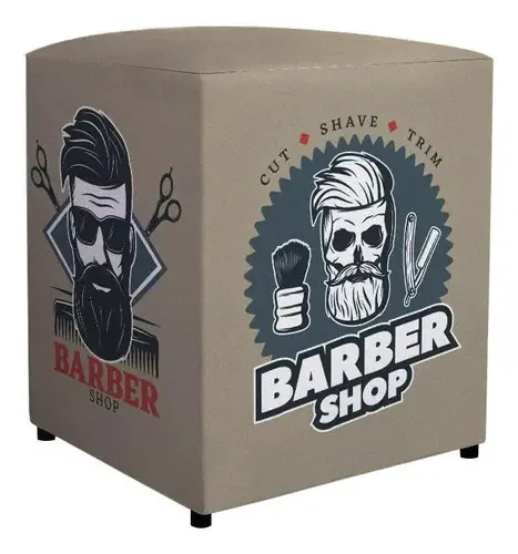 Puff Pufe Quadrado Personalizado - Barbearia - Bbr05