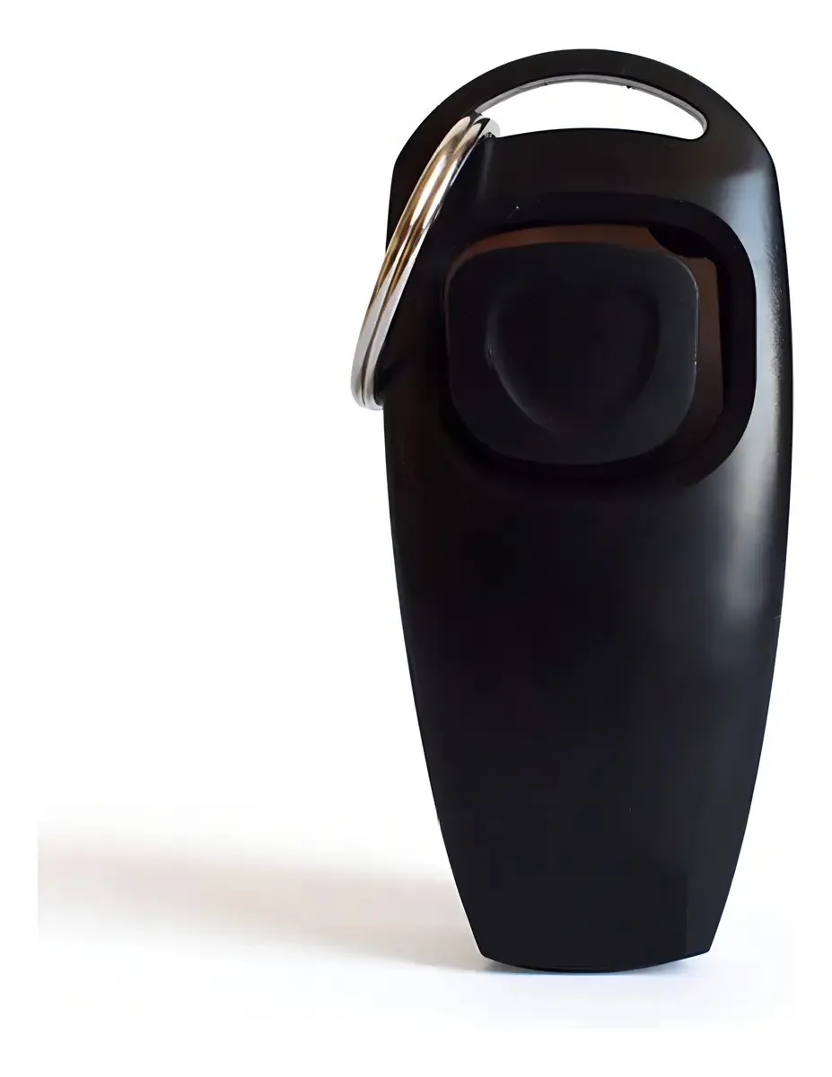 Dog Clicker 2 em 1 para Adestramento Canino Com Apito Treinamento Pet Reforço Positivo Cor Preto