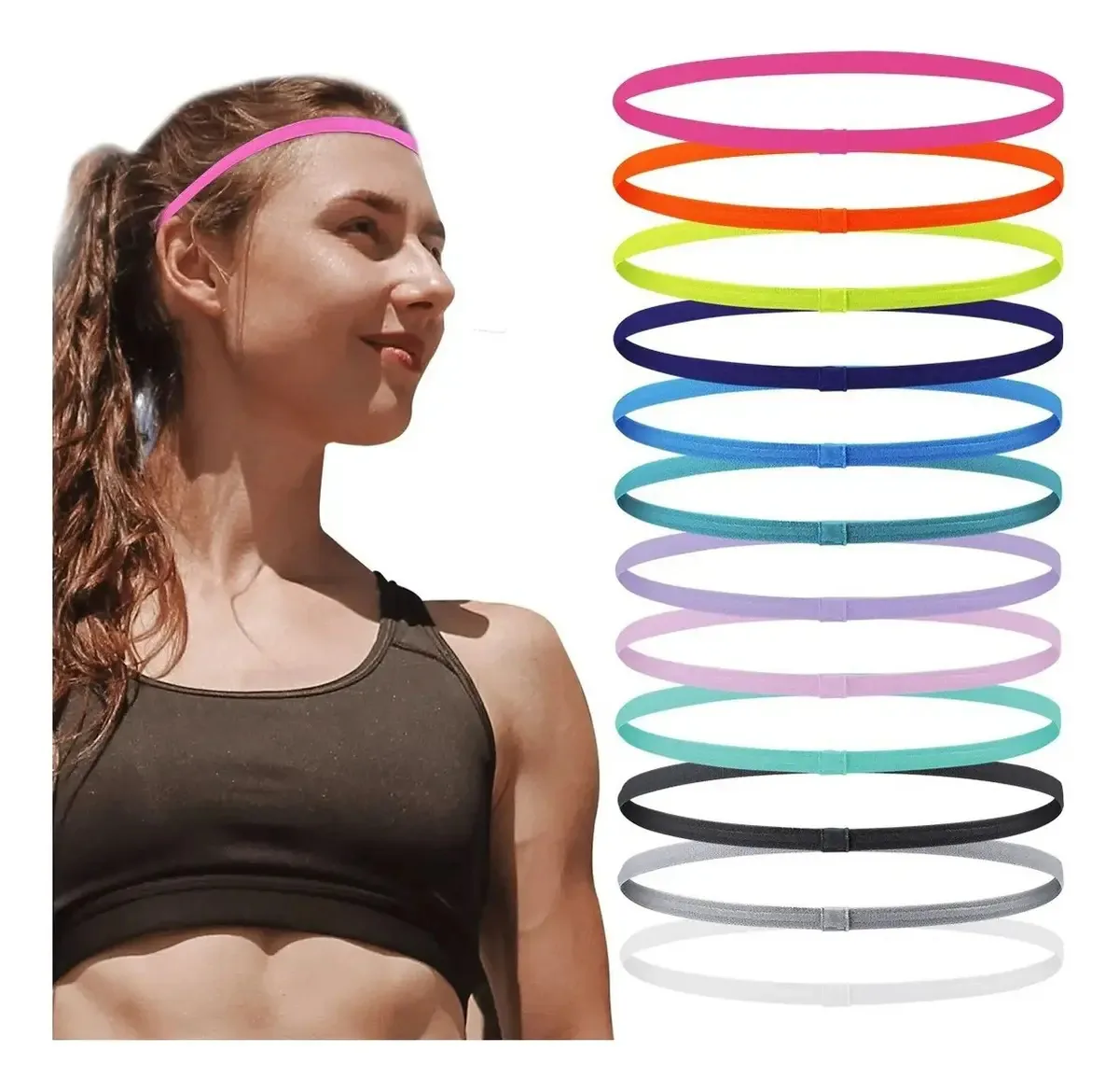 Faixa de cabeça unissize para adultos Under Armour Ua, cores, 12 peças de faixas de cabelo esportivas elásticas finas