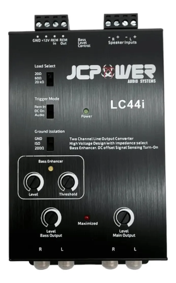 Conversor de alto e baixo Jc Power LC44i Restaurador de graves de cor preta