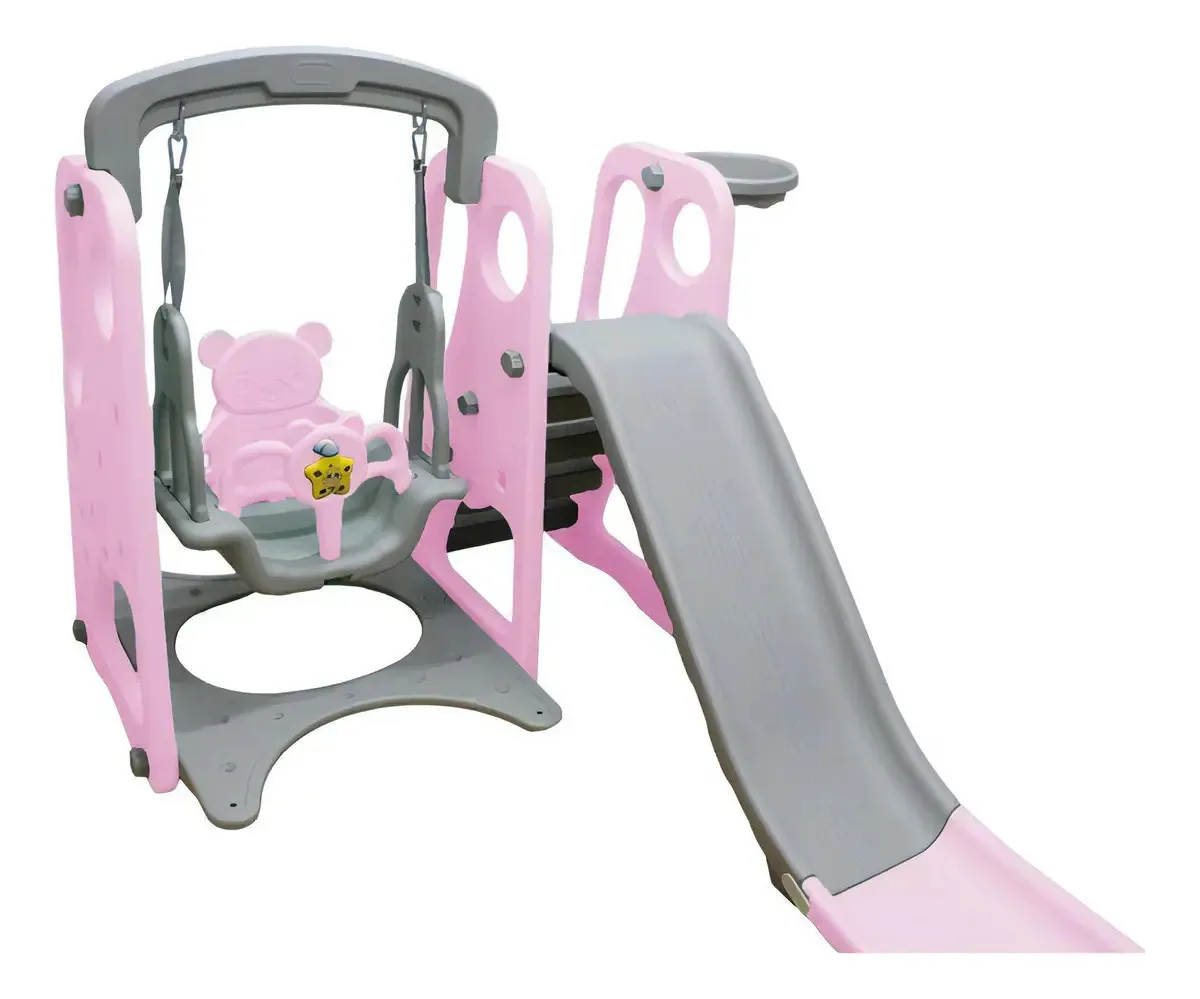 Cesta giratória infantil Fun Center Slide rosa
