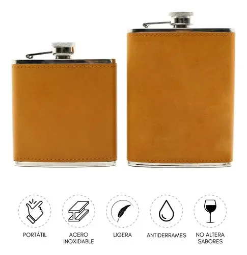 Suporte de licor Amphora Pocket 6 onças 8 onças em aço inoxidável cor de café 6 onças 6