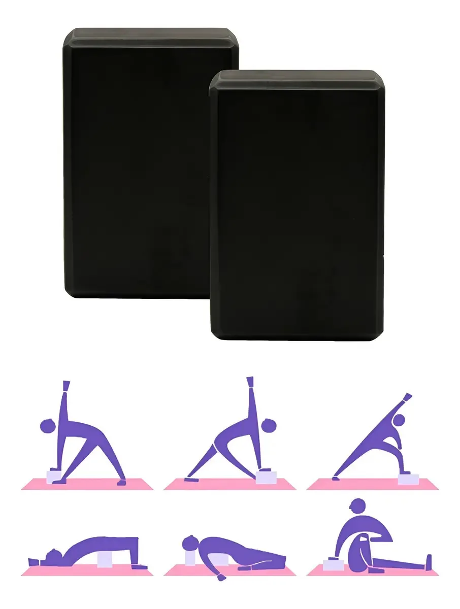 2 peças de bloco de ioga Pilates Yoga Brick Body 5 cores, cor preta