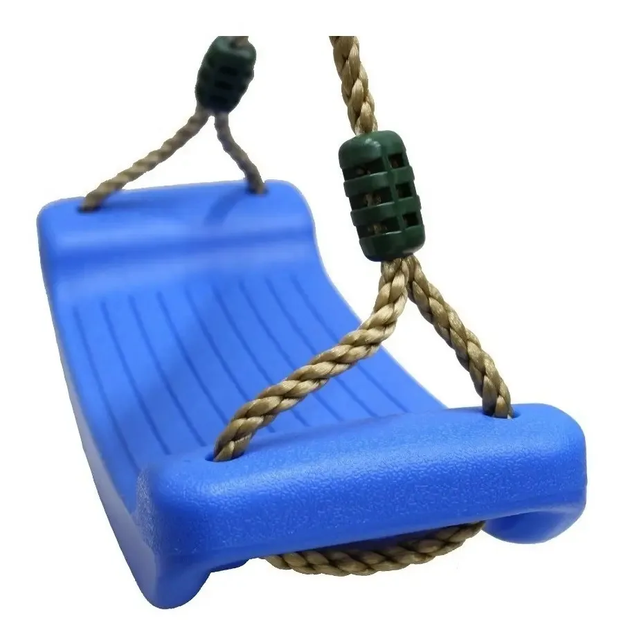 Balanço de plástico infantil com cordas, assento giratório, cor azul