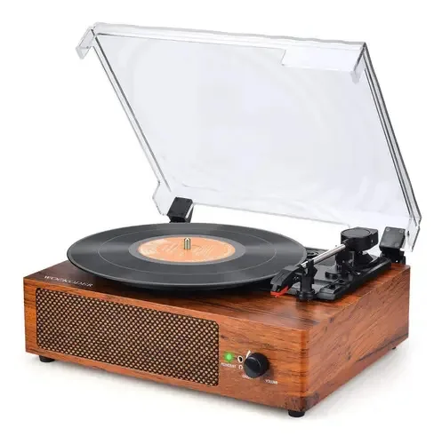 Mesa giratória de toca-discos de vinil de 3 velocidades Coffee Color
