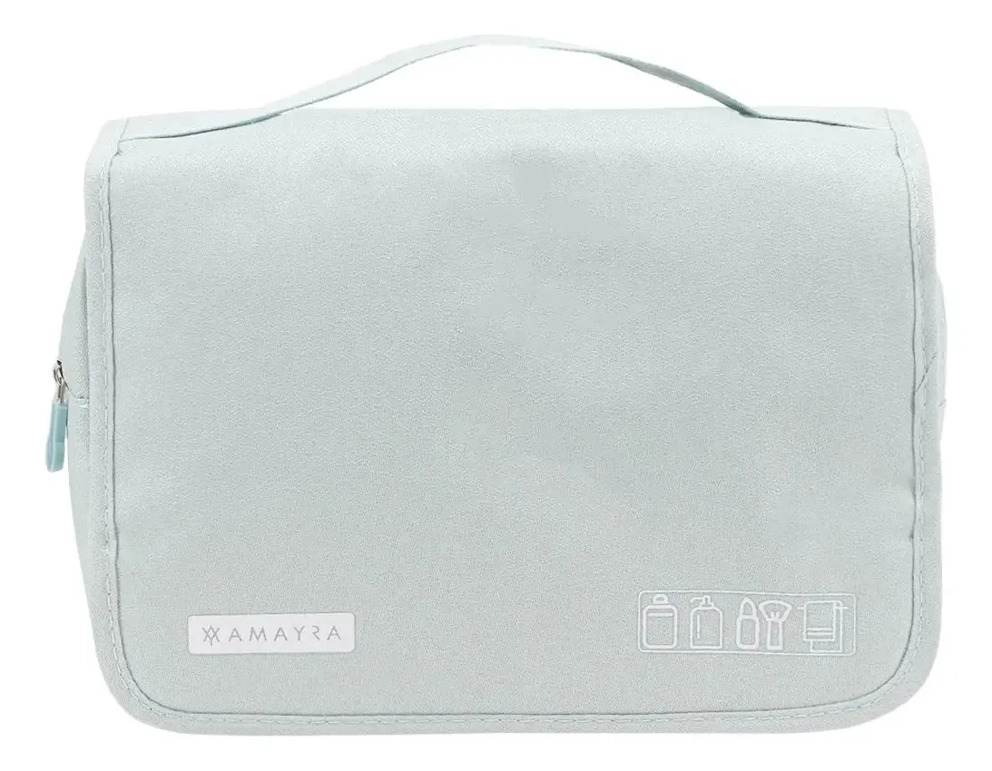 Bolsa de higiene pessoal organizadora de viagens Amayra 67.102, cor azul celeste, design de tecido liso