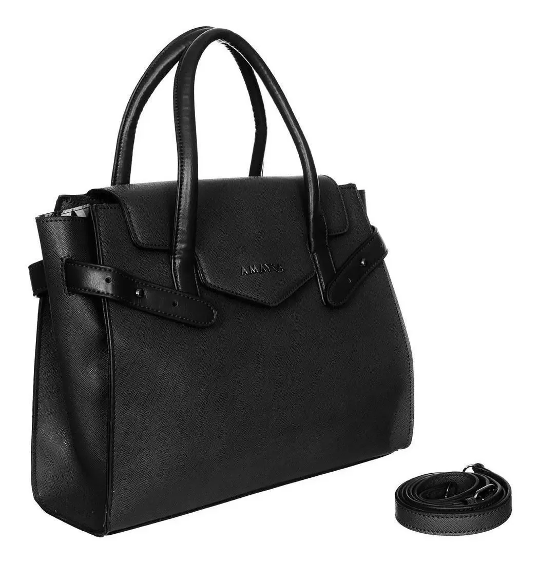 Bolsa de ombro ajustável feminina com fecho falso