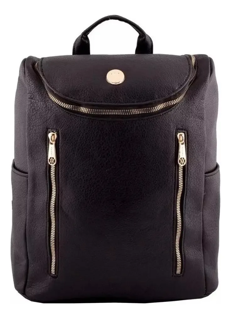 Mochila feminina, bolsa feminina urbana, couro ecológico, cor amayra, cor preta