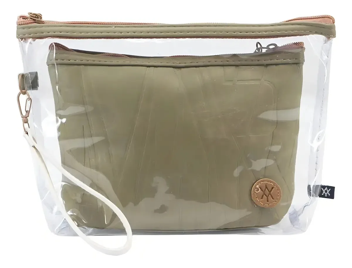 Bolsa de higiene feminina grande com organizador de cosméticos verde
