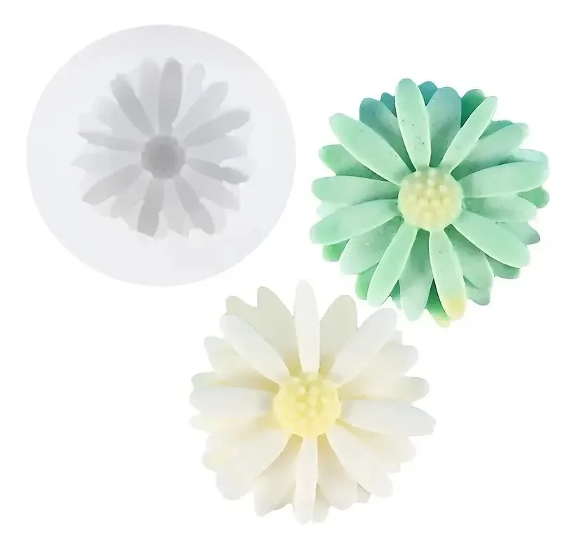 Pequenas velas de margarida, molde de silicone, cor de cristal