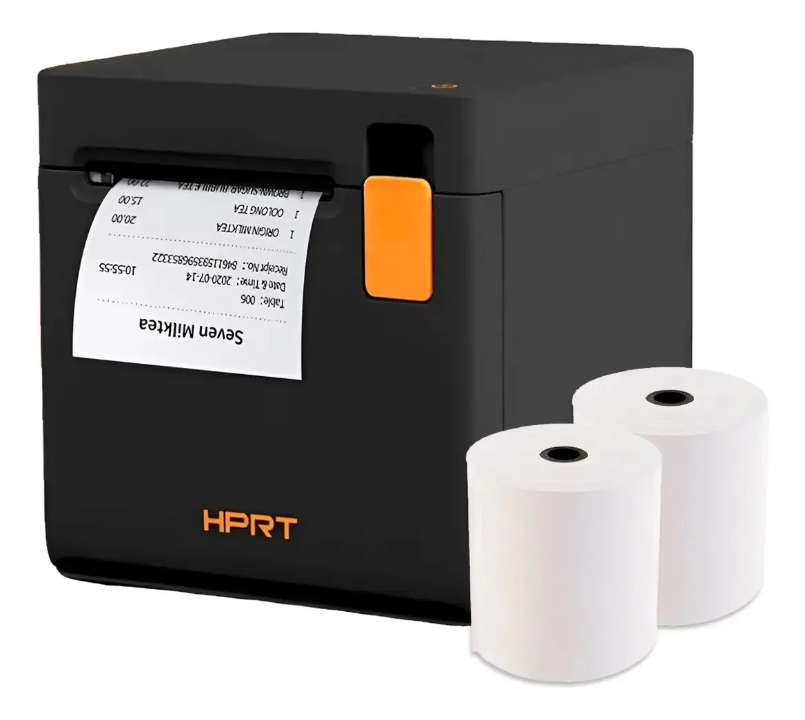 Impressora térmica Hprt Tp585l 58mm Ticker Serial USB Commander Conector de gaveta de dinheiro com 2 rolos de papel térmico