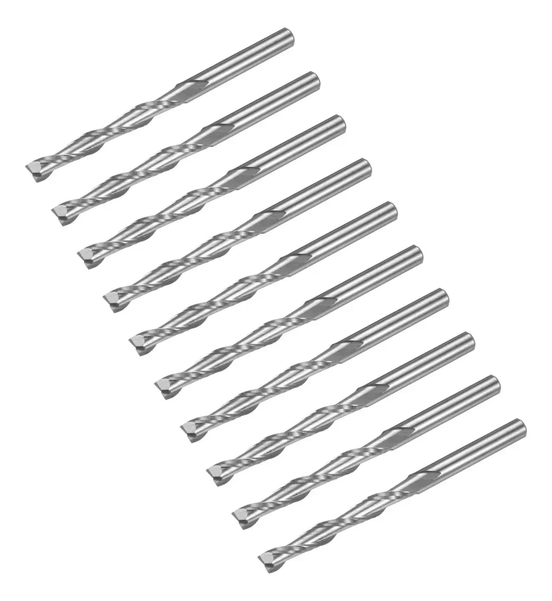 10 Brocas de Fresagem CNC 3.175 mm Carboneto Sólido 2 Flautas