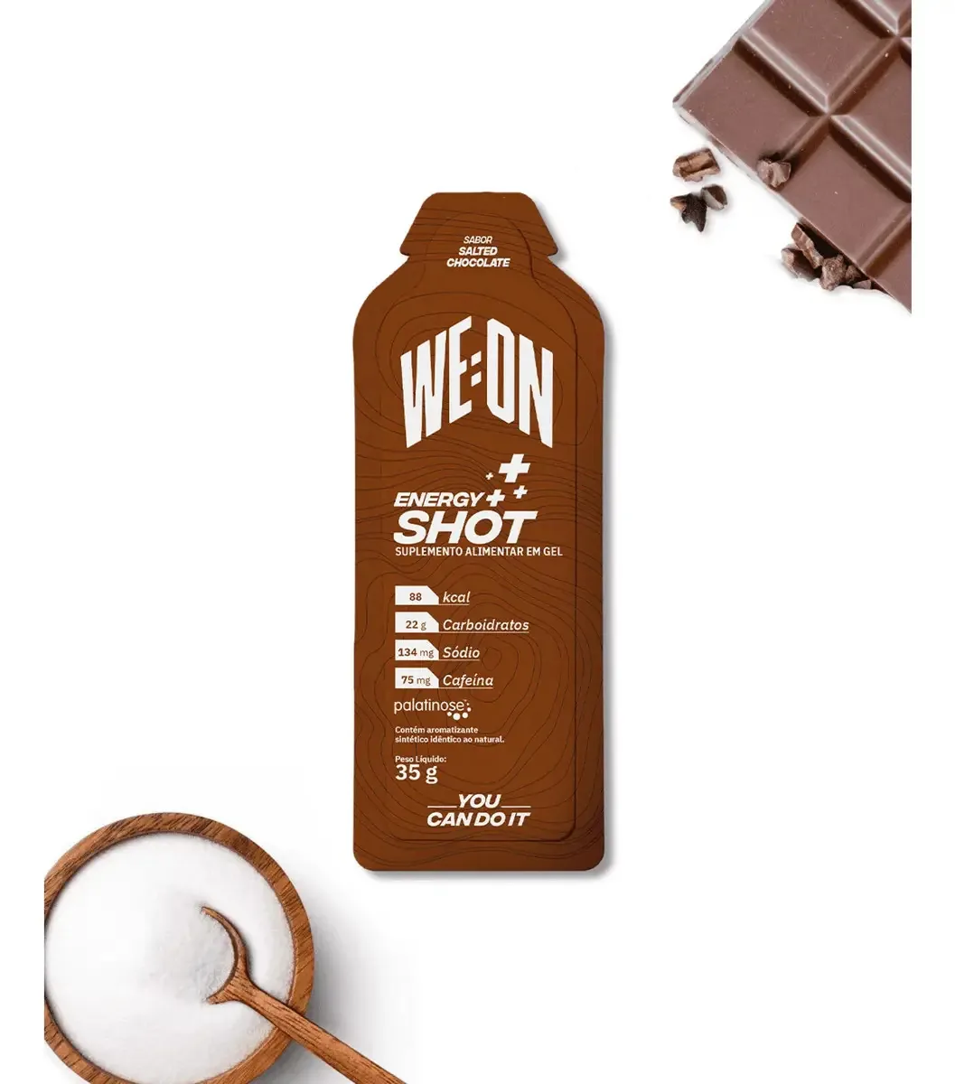 Energy Shot Gel Vegano We:On Sabor Chocolate Caixa 10 Sachês