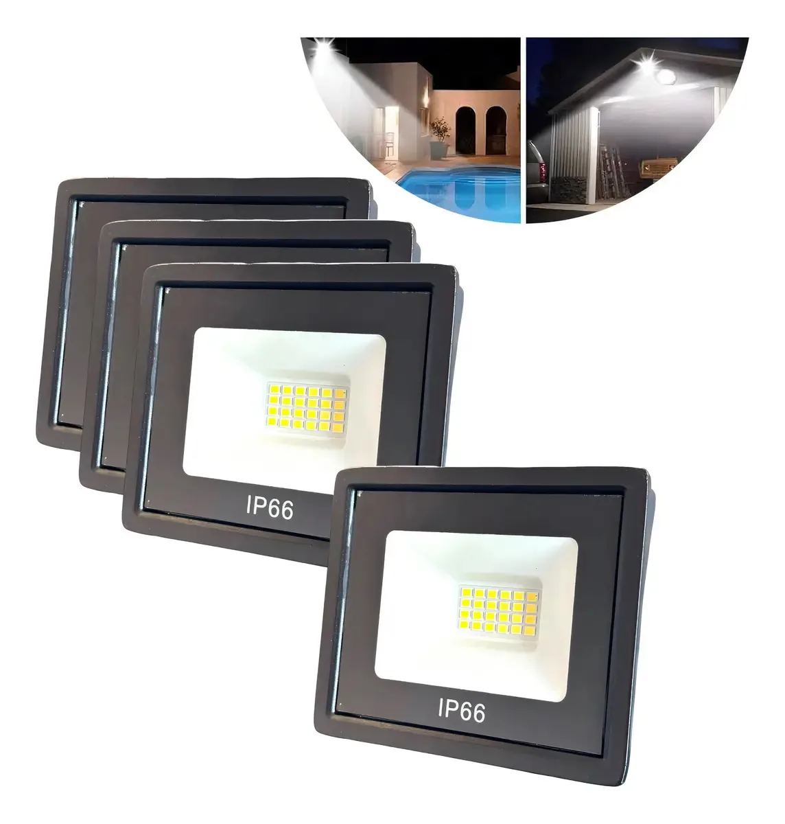 Kit 4 Refletores Volter Led Holofote 50w Luz Branca Projetor