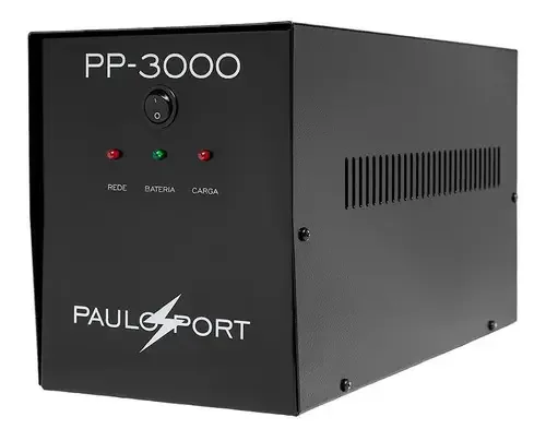 No Break Portão Eletrônico PauloPort 3000VA Senoidal Preto