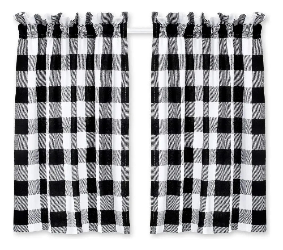 Cortinas de café quadriculadas em preto e branco Cackleberry Home
