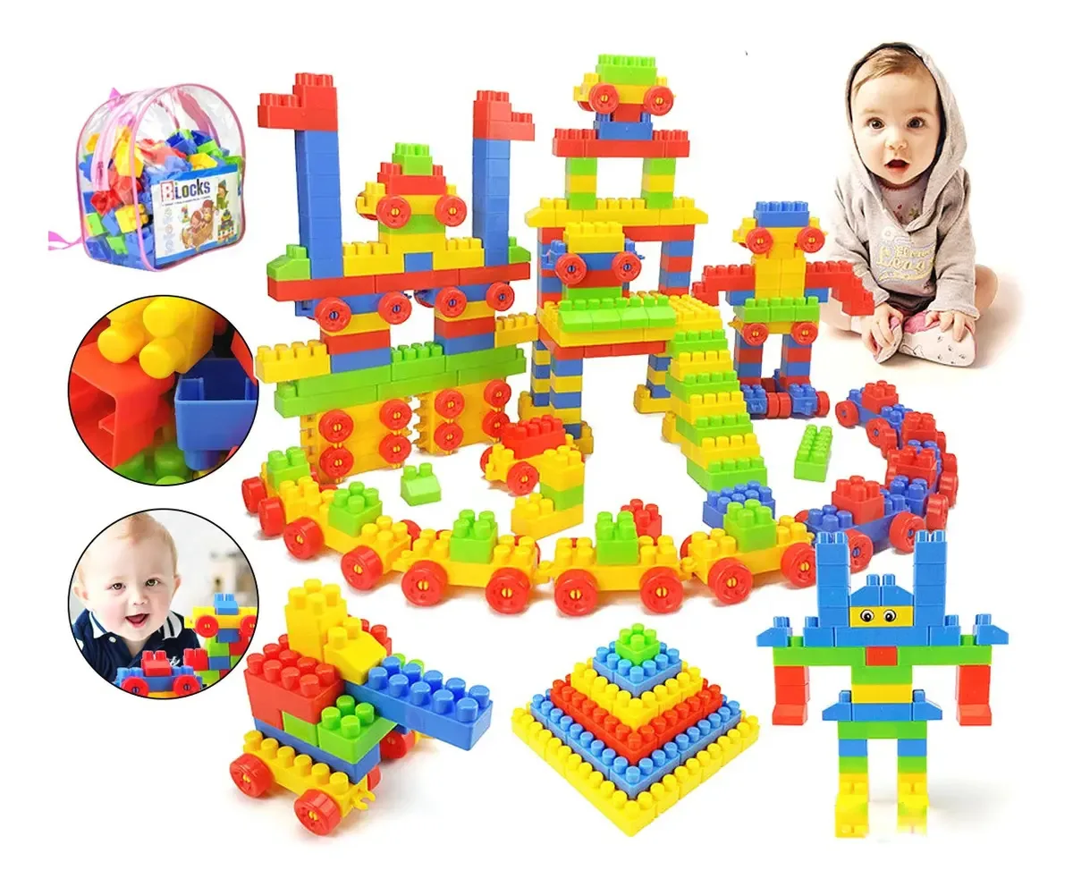 Brinquedo Building Block 130 com mochila para crianças