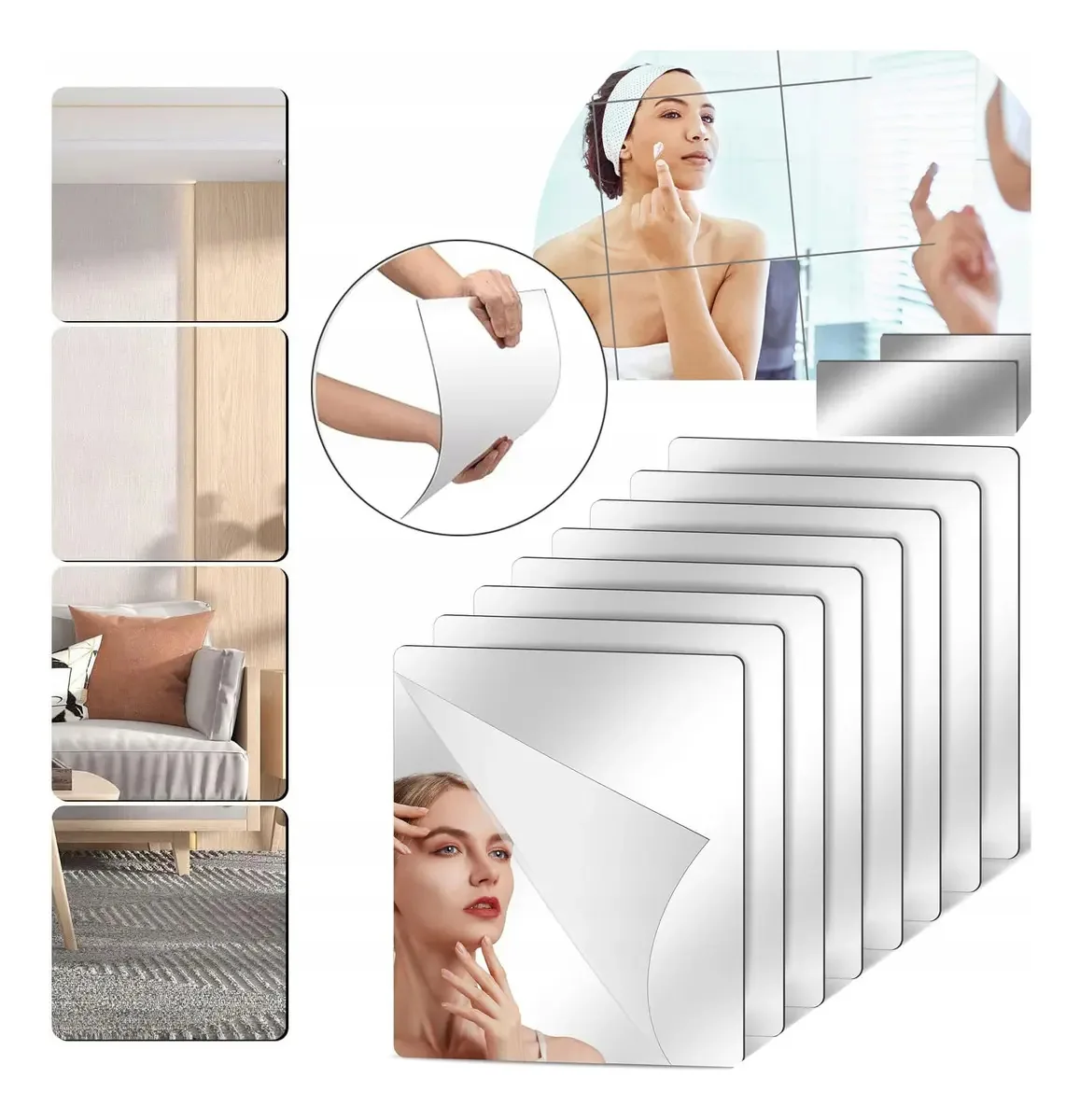 Espelhos de parede adesivos acrílicos decorativos instiláveis de 20 peças