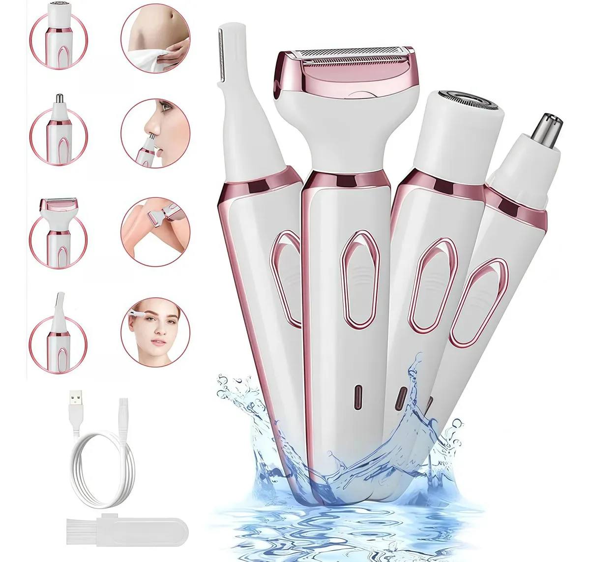 Barbeador elétrico feminino recarregável e depilador