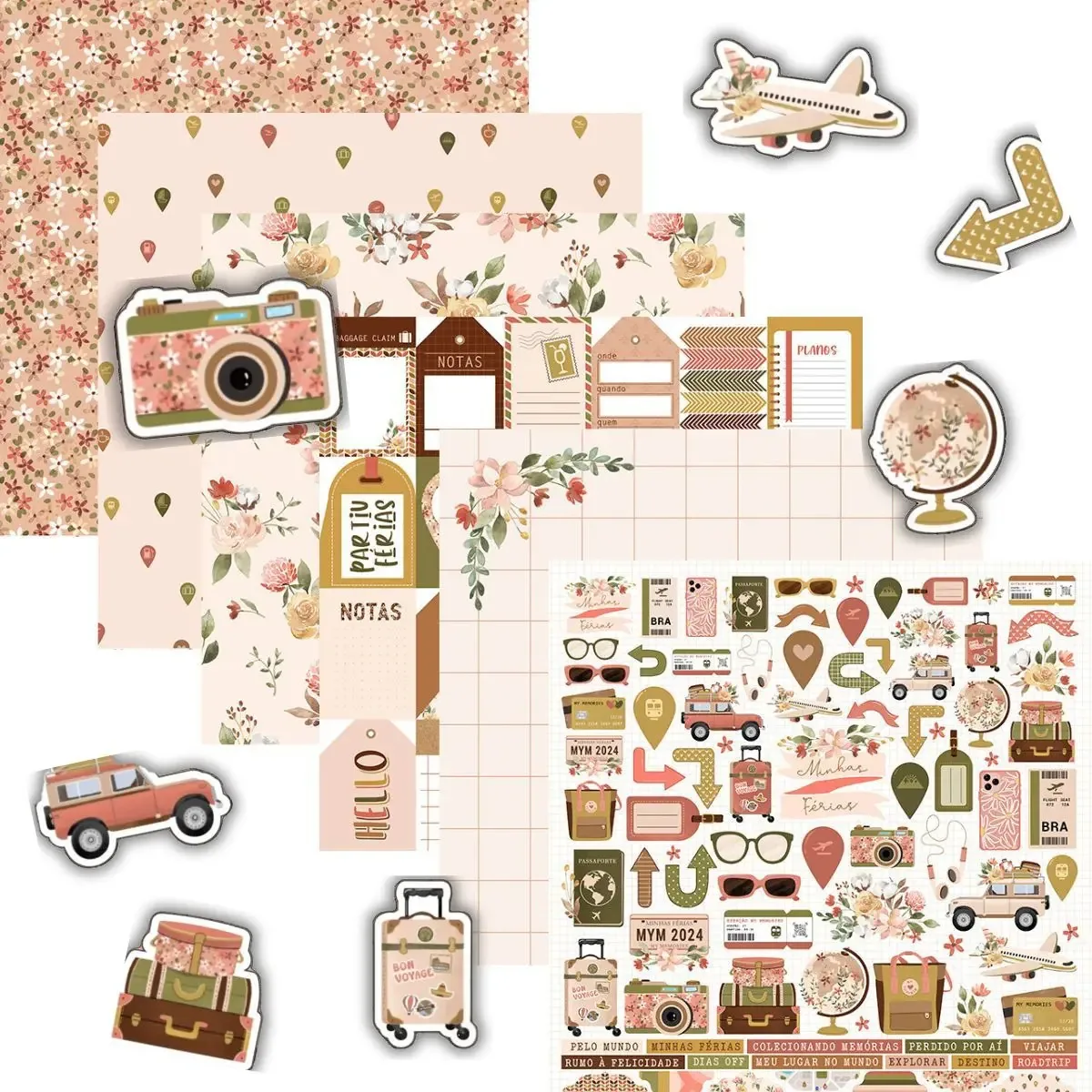 Kit 14 Papéis Scrap Coleção Minhas Férias-my Memories Crafts