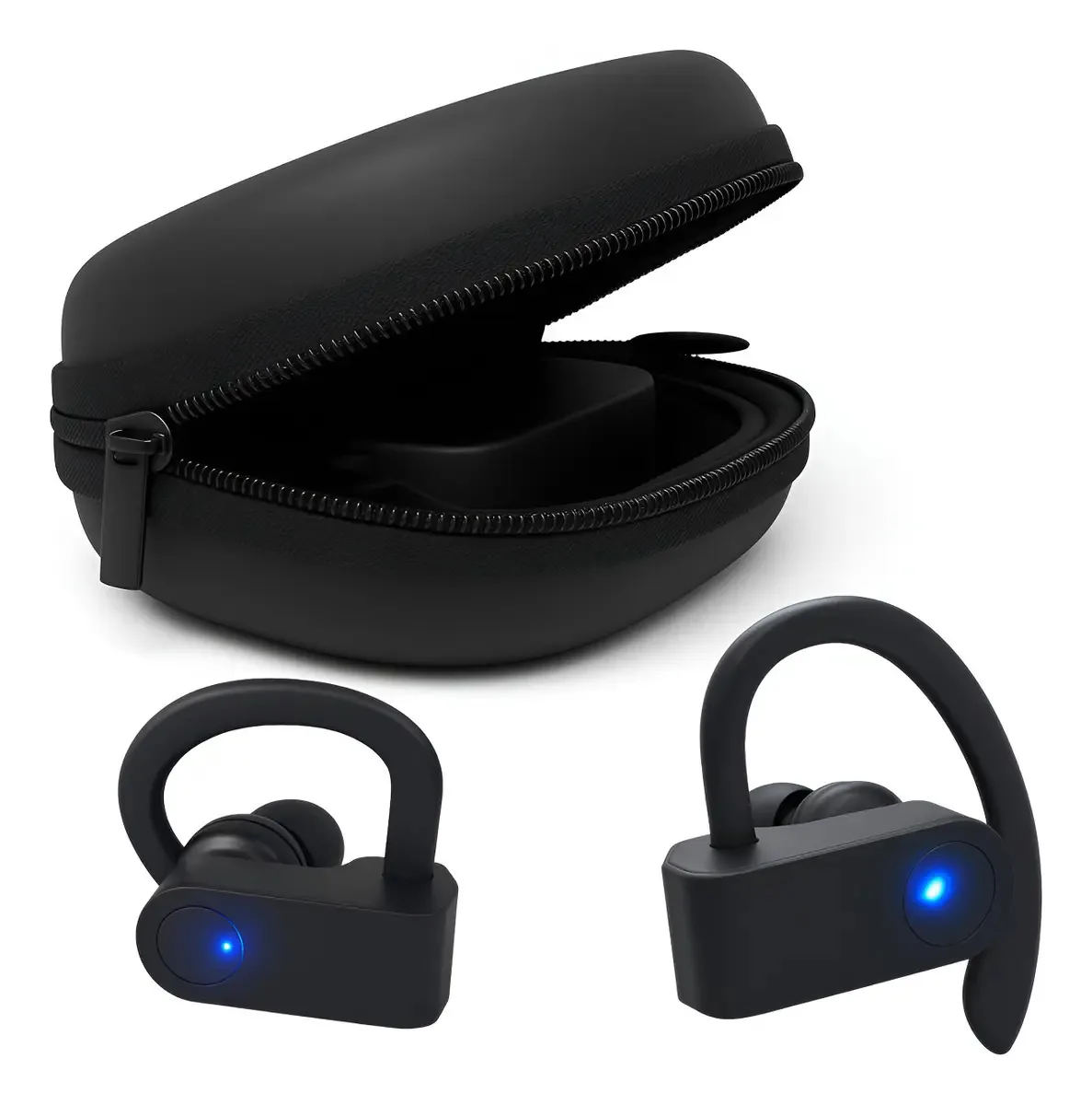 Fone Ouvido Via Bluetotoh Duplo Prender Orelha Esporte Cor Preto