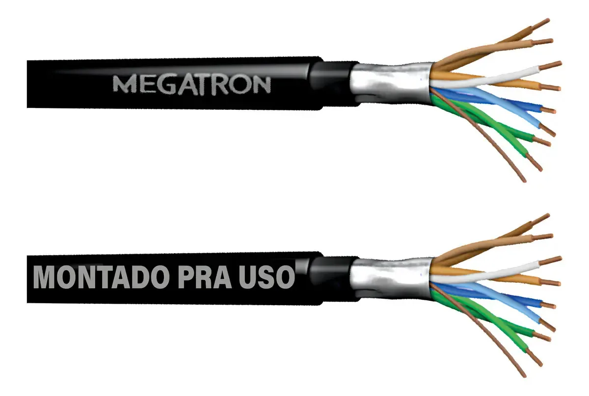 Cabo de Rede F/UTP MEGATRON CABOS Categoria 5e 20m Blindado 100% Cobre