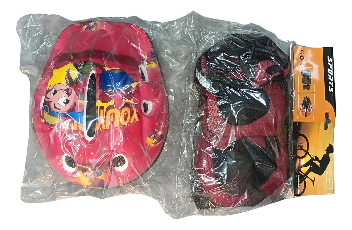 Conjunto de protetores de joelho, protetores de cotovelo e pulseiras para crianças + Capacete