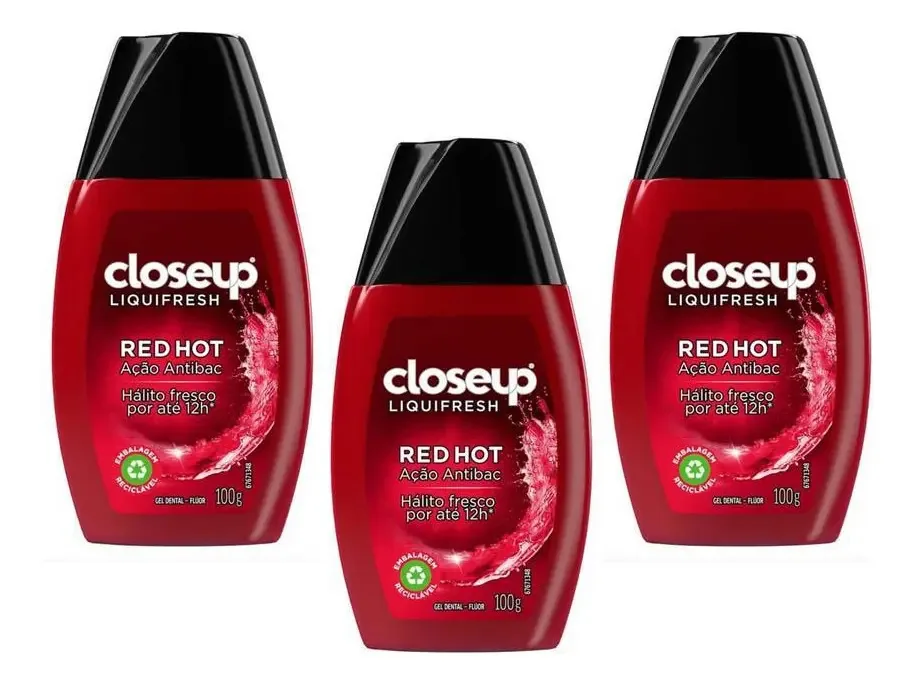 Kit 3 Creme Dental Liquid Fresh Red Hot