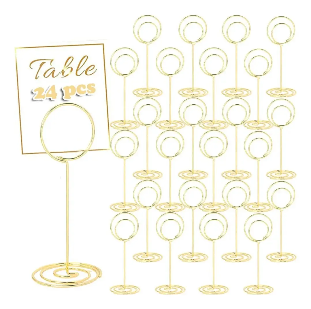 Suportes Redondos Para Números De Mesa Dourados 24 Pcs 8.5 Cm