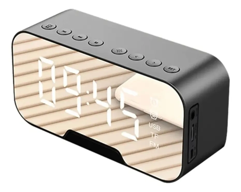 Alto-falantes digitais LED portáteis, despertador, rádio mp3, rádio FM, relógio alimentado por bateria