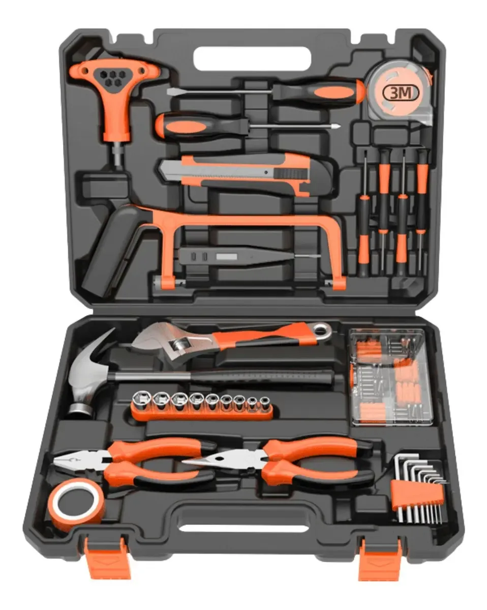 Conjunto de ferramentas manuais de 135 peças+estojo portátil preto
