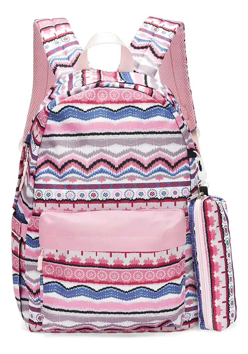 Conjunto de mochilas e canetas têxteis Forever 21 para mulheres, rosa, tamanho único