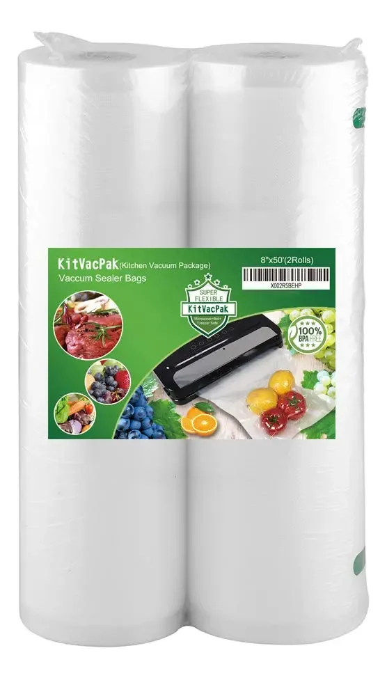Pacote Kitvacpak de 2 sacos seladores a vácuo, 8 x 5 cores brancas
