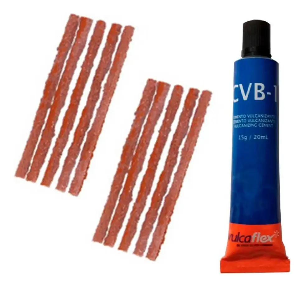 Kit Reparo P/ Pneus Sem Câmara Macarrão - 10 Refils + Cola
