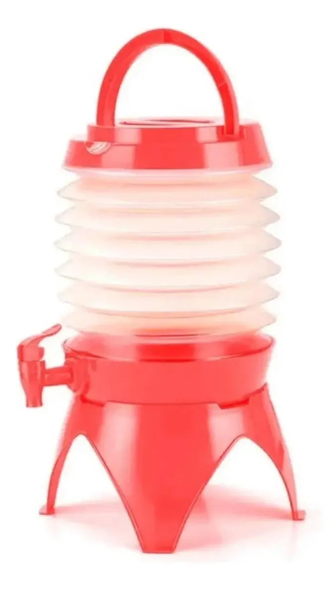 Dispensador de água potável dobrável de 5 litros, cor vermelha