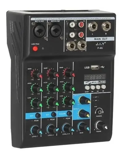 Mesa de som Jiy-F4A 4 Dj MP3/USB/Bluetooth/Canais