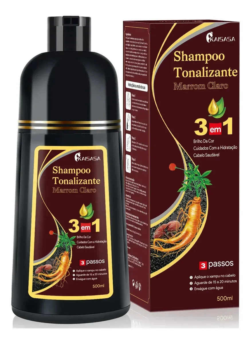 KAISASA shampoo cobre cabelos grisalhos, shampoo tintura, Coloração Semipermanente para Cabelo em Shampoo para Mulheres e Homens, Ingredientes Herbais, 3 em 1 com Cobertura 100% de Cabelos...