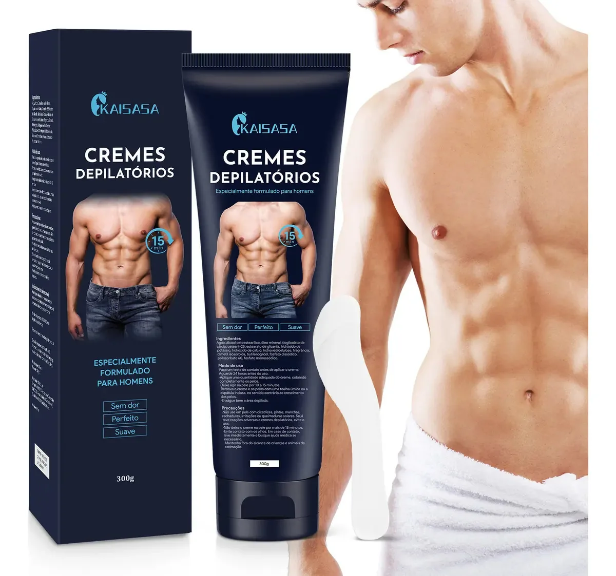 Kaisasa Creme de depilação corporal pele sensível pele tipo normal, depilação, homens depilação, homens depilação, creme de depilação escrotal, depilação íntima 300g