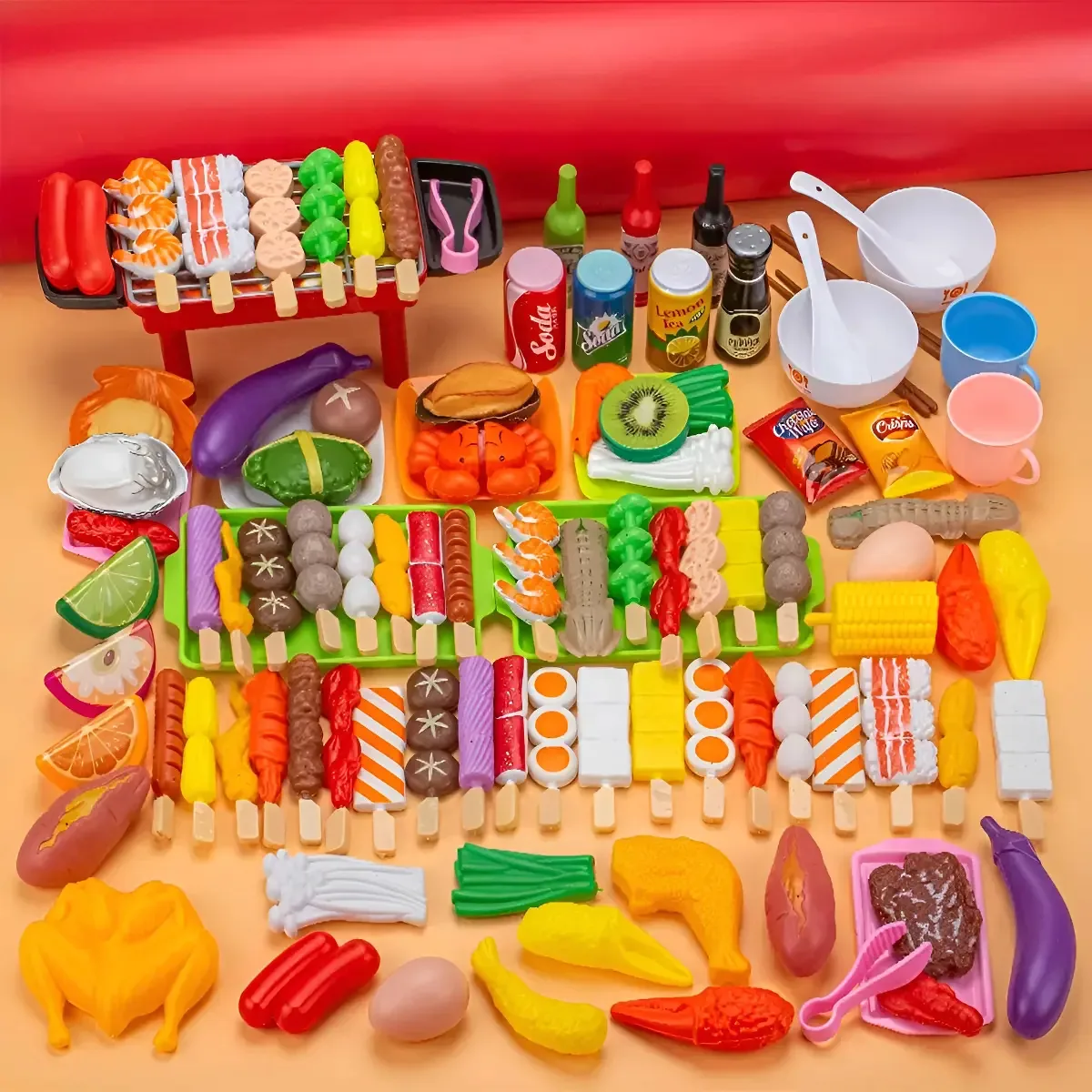109 brinquedos de cozinha para crianças Brinquedo de churrasco ao ar livre