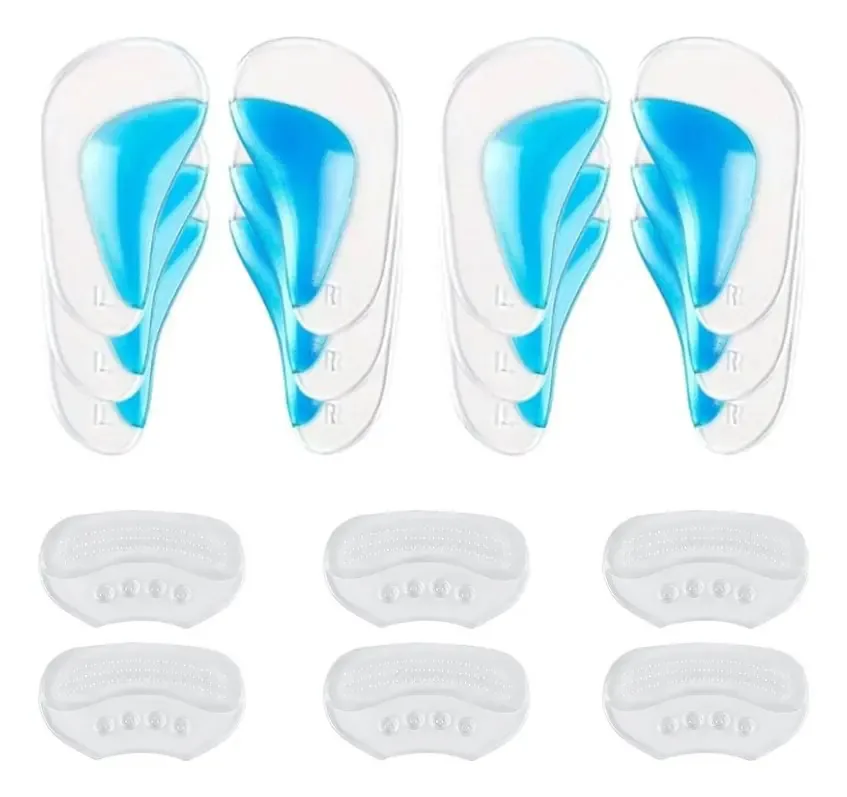 6 pares de palmilhas ortopédicas para pés planos Gel Arch Support