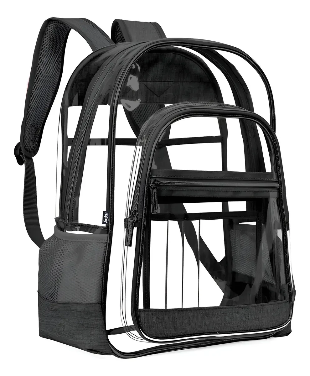 Mochila transparente e bolsas de livros duráveis para Escu Black