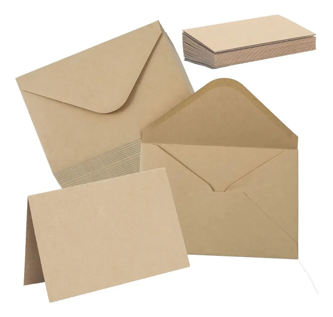 Envelopes de papel Jofend 100 Kraft 120g 12,5 x 17,5 cm com 100 cartões postais 250g 10x15cm