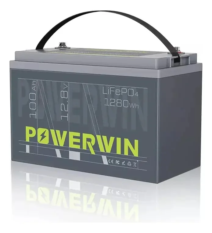 POWERWIN BT100 - bateria LiFePO4 de 12V 100Ah Proteção máxima de baixa temperatura de até 15000 ciclos, bateria de lítio BMS de ciclo profundo de 100A integrada para motores de pesca, iates