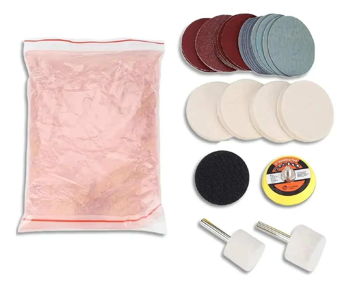 Kit de Polimento de Vidro Discos Abrasivos Remoção de Arranhões