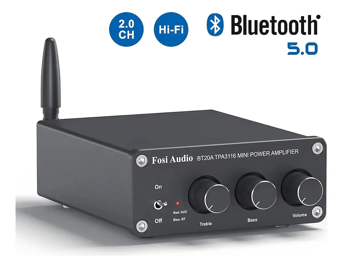 Amplificador de áudio estéreo Bluetooth 5.0 classe D 2x100w - Fosi Audio BT20a
