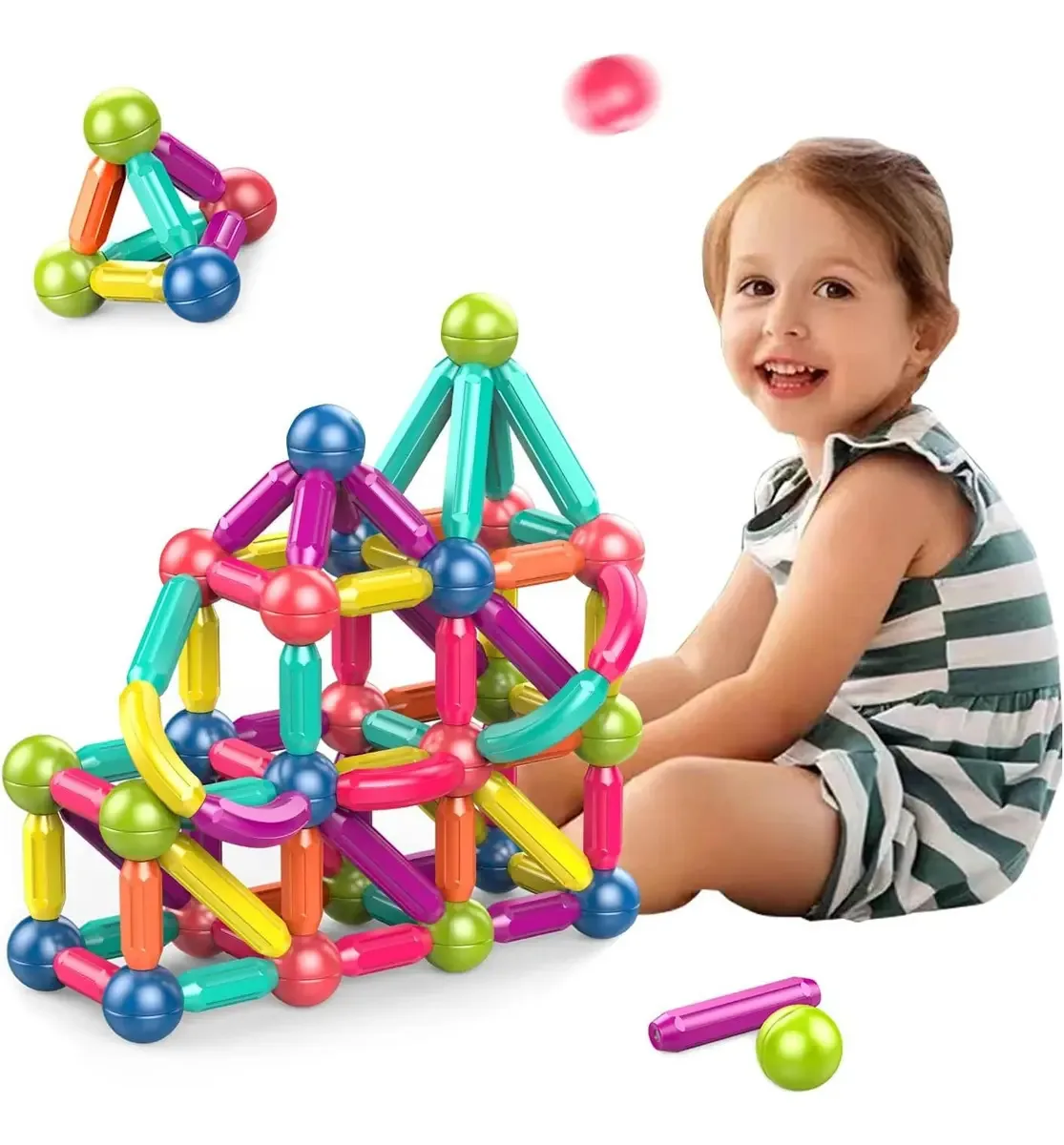 42 peças de brinquedos de blocos de construção magnéticos para crianças 3D