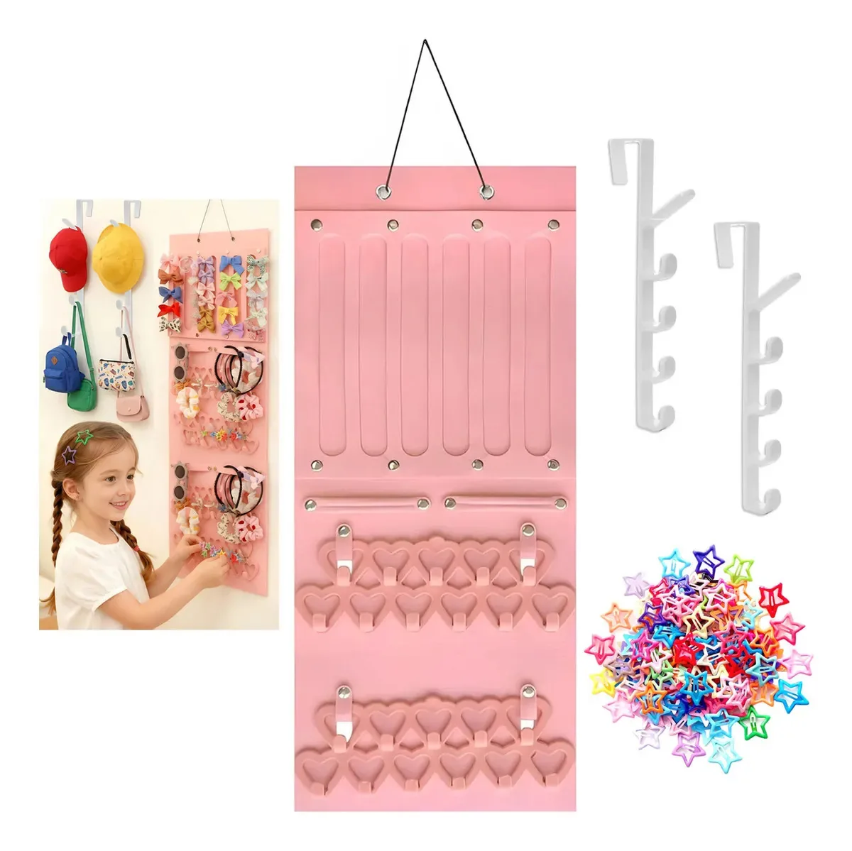 Organizador de gravata borboleta de feltro natural para meninas